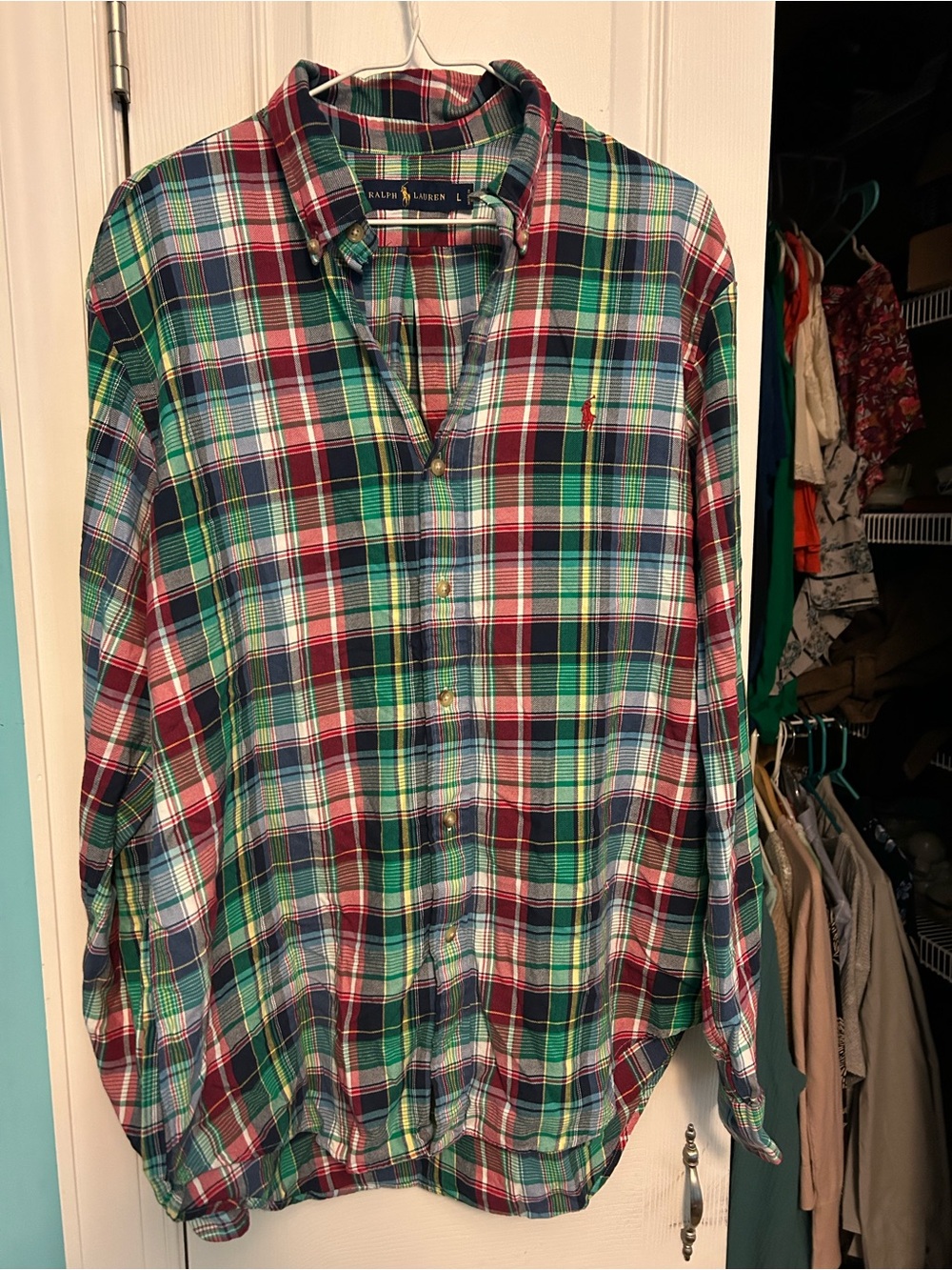 Ralph Lauren Green Red Blue Plaid Button-Down Shirt